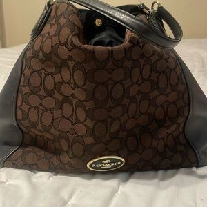 Coach Brown Shoulder Bag with Signature Pattern